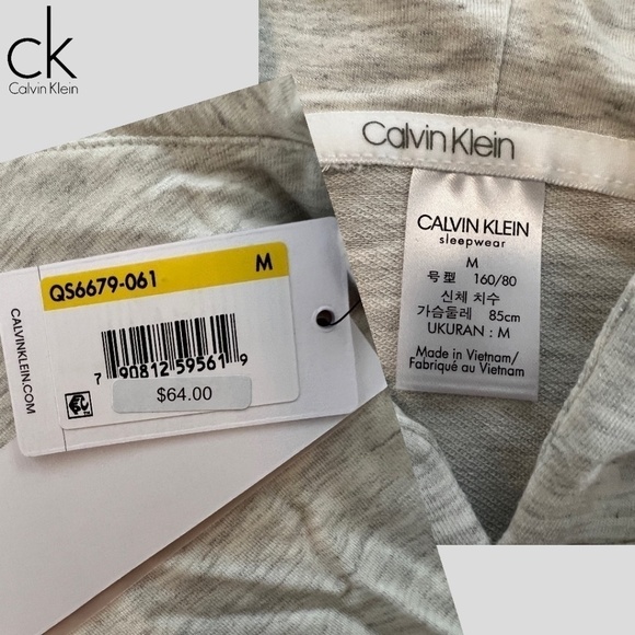 NWT CALVIN KLEIN Pure Lounge HEATHER GRAY Long Sleeve Drawstring Hoodie/MD - Picture 15 of 16